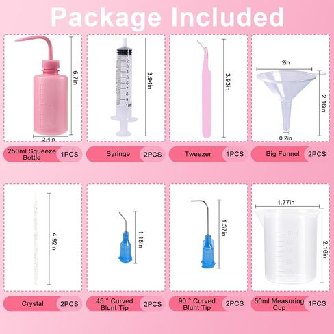 Matio Snow Globe Tumbler Supplies, 13 Pcs Snowglobe Tumbler Accessories Kit with Large Funnels, Squeeze Bottle, Syringes, Tweezers, Starter Kit Tool for DIY Glitter Snow Globe Tumbler Craft Cup Making in Kuwait