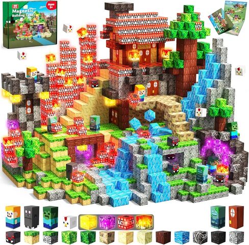 ToyUnited كتل مغناطيسية - 100 قطعة مكعبات بناء مغناطيسية ألعاب مكعبات مغناطيسية، بناء مجموعة عالم الغابات، ألعاب حسية الجذعية مونتيسوري للأطفال الأولاد والبنات سن 3 4 5 6 7 8 9 10 هدية عيد ميلاد عيد الفصح in Kuwait