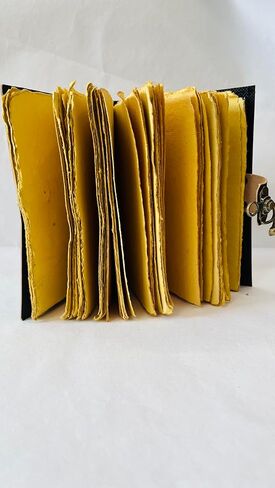 Handmade Vintage Leather Journal with Deckle Edge Unlined Pages, Moon Forest Cover, Brass C Lock, 7x5 Inch, 200 Pages in Kuwait