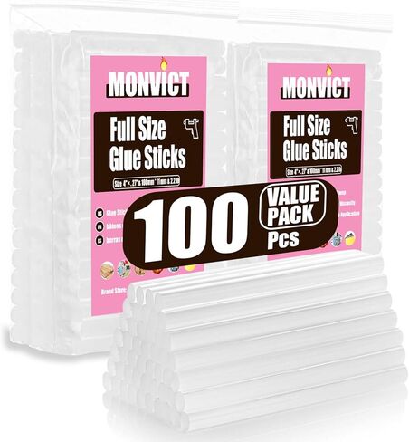 MONVICT Hot Glue Sticks, Pack of 50 (1.54 lb) 6"Long 0.43" Diameter Full-Size Hot Glue Gun Sticks Art Glues Pastes Hot Melt Sticks for Most Large Glue Guns, Clear Glue Sticks for DIY, Arts & Crafts in Kuwait