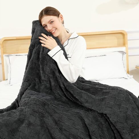 Heated Throw Blanket Electric,Electric Blanket Checkered Weave & Wool Blend Heated Blanket,Rapid Heating 6 Temperature Settings 4-Hour Auto Shut-Off ETL Certified,Machine Washable,50" x 60",Dark Gray in Kuwait