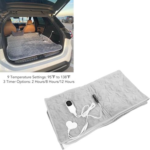 LiebeWH Heated Car Blanket 12V 59x47inch Electric Heating Throw 9 Temperature Levels 3 Timers for Sedan SUV RV in Kuwait