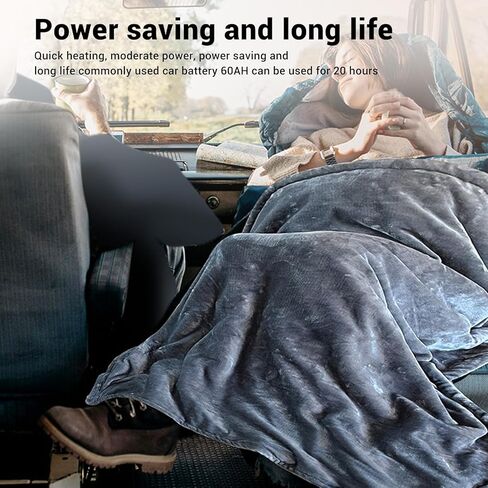 Car Heating Blanket 12V Electric Blanket Car Heated Fast Heating Soft Flannel 48W Portable 100x75cm with Safe Voltage for Camping Road Trips Outdoor Activities in Kuwait