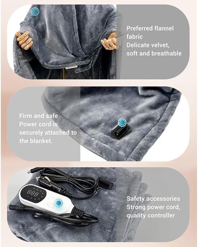 Car Heating Blanket 12V Electric Blanket Car Heated Fast Heating Soft Flannel 48W Portable 100x75cm with Safe Voltage for Camping Road Trips Outdoor Activities in Kuwait