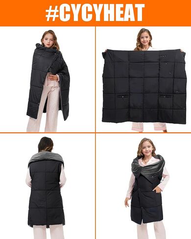 Kids Heated Blanket Battery Powered - 52x43 in Portable Wireless Cordless Throw Electric Rechargeable Heating Blanket, Upgraded 7.4V Battery Pack Heating Element (Black) in Kuwait