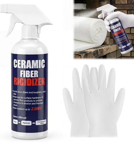 جهاز Mysora Rigidizer لطلاء ألياف السيراميك، تصنيف 2300F، عزل ألياف 16 أونصة مع فوهة رذاذ بيضاء وزوج واحد من قفازات النتريل لألواح البطانيات الخزفية ذات سطح Kaowool المقوي للصوف in Kuwait