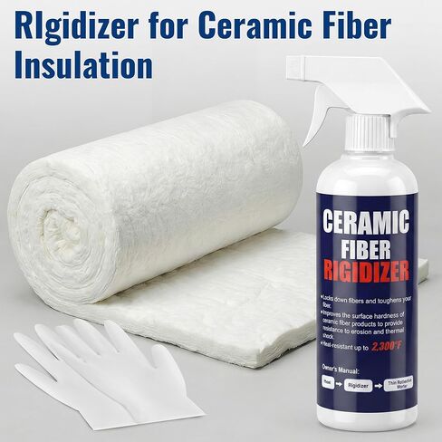 جهاز Mysora Rigidizer لطلاء ألياف السيراميك، تصنيف 2300F، عزل ألياف 16 أونصة مع فوهة رذاذ بيضاء وزوج واحد من قفازات النتريل لألواح البطانيات الخزفية ذات سطح Kaowool المقوي للصوف in Kuwait