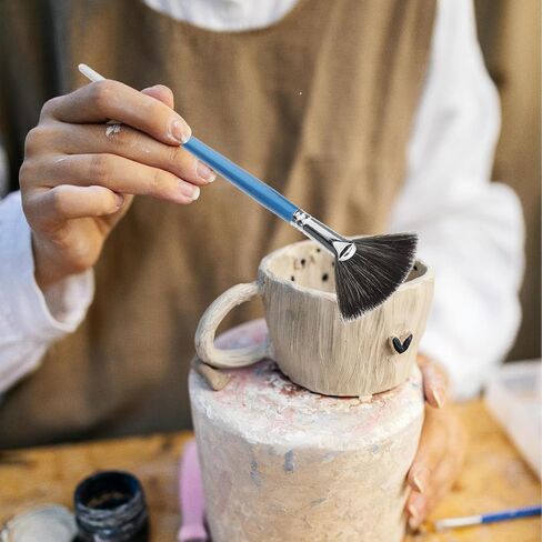 ibasenice Nylon Fan Paint Brush for Acrylic and Watercolor Painting, Blue Ceramic Glaze Brush with Anti-Shedding Bristles, Multi-Purpose Art Tool for Artists and Adults in Kuwait