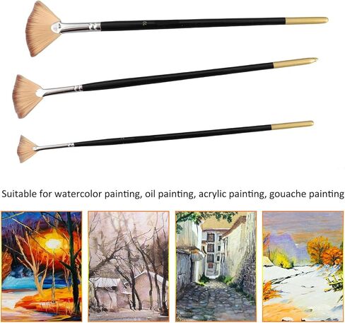 6 Pieces Fan Brush for Painting, Artist Acrylic Paint Brushes Set Nylon Hair Paint Brush Paint Brushes with Nylon Hair Long Wood Handle for Acrylic Watercolor Oil Painting in Kuwait
