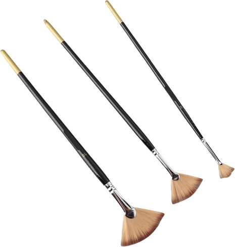 6 Pieces Fan Brush for Painting, Artist Acrylic Paint Brushes Set Nylon Hair Paint Brush Paint Brushes with Nylon Hair Long Wood Handle for Acrylic Watercolor Oil Painting in Kuwait
