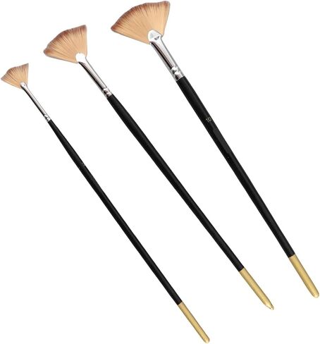 6 Pieces Fan Brush for Painting, Artist Acrylic Paint Brushes Set Nylon Hair Paint Brush Paint Brushes with Nylon Hair Long Wood Handle for Acrylic Watercolor Oil Painting in Kuwait