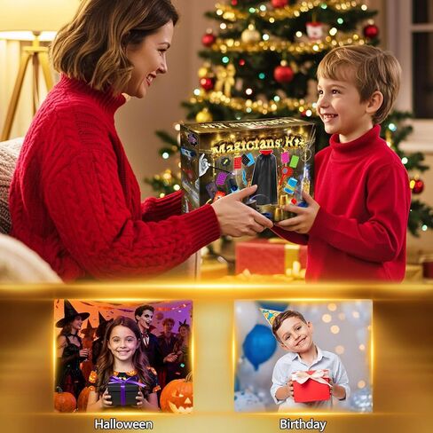 PATIFEED Kids Magic Kit, Magic Tricks Set with Magician Costume & Top Hat & Video Instructions for Boys Girls Ages 6-12, Christmas Halloween Birthday Gift Toys for Kids in Kuwait