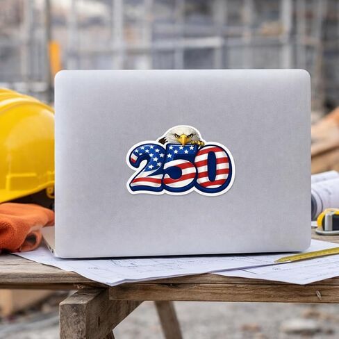 250 Anniversary Stickers, 3 pcs Pack USA American Flag Sticker Decal Bald Eagle, 5 inches - Waterproof Vinyl Car Bumper Sticker Decal in Kuwait