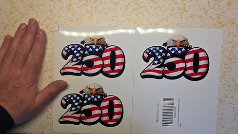 250 Anniversary Stickers, 3 pcs Pack USA American Flag Sticker Decal Bald Eagle, 5 inches - Waterproof Vinyl Car Bumper Sticker Decal in Kuwait