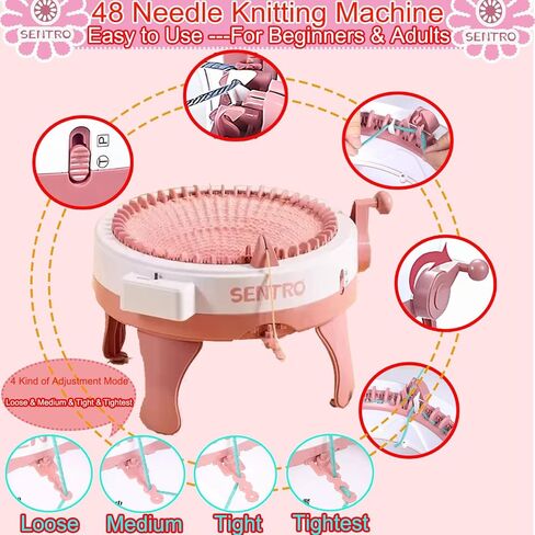 Sentro Knitting Machine,Sentro 48 Needles Knitting Machine with Row Counter Automatic Circular Weaving Spinning Knitting Loom Machine Kit for Adults and Beginners for Hats/Scarf/Sweater/Kintting Toys in Kuwait