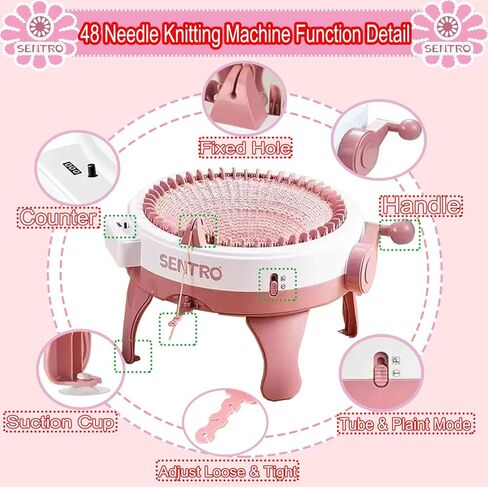 Sentro Knitting Machine,Sentro 48 Needles Knitting Machine with Row Counter Automatic Circular Weaving Spinning Knitting Loom Machine Kit for Adults and Beginners for Hats/Scarf/Sweater/Kintting Toys in Kuwait