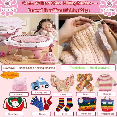 Sentro Knitting Machine,Sentro 48 Needles Knitting Machine with Row Counter Automatic Circular Weaving Spinning Knitting Loom Machine Kit for Adults and Beginners for Hats/Scarf/Sweater/Kintting Toys in Kuwait