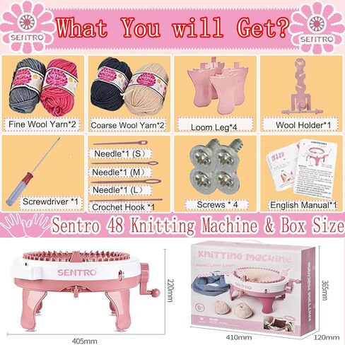 Sentro Knitting Machine,Sentro 48 Needles Knitting Machine with Row Counter Automatic Circular Weaving Spinning Knitting Loom Machine Kit for Adults and Beginners for Hats/Scarf/Sweater/Kintting Toys in Kuwait
