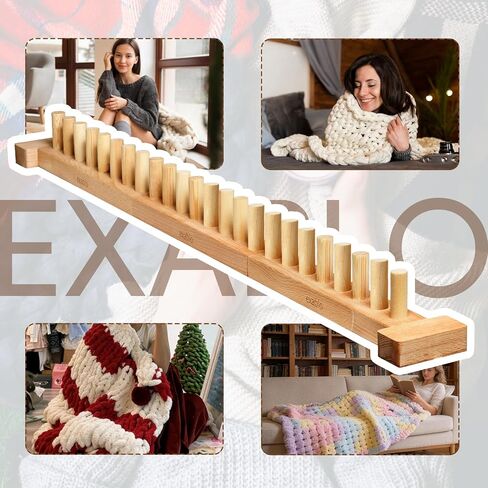 exablo 41 "نول بطانية مكتنزة من خشب الزان - نول حياكة خشبي قابل للتعديل من 3 أقسام للغزل المكتنزة، مجموعة أدوات يدوية صديقة للمبتدئين للبالغين، لا حاجة للإبر in Kuwait
