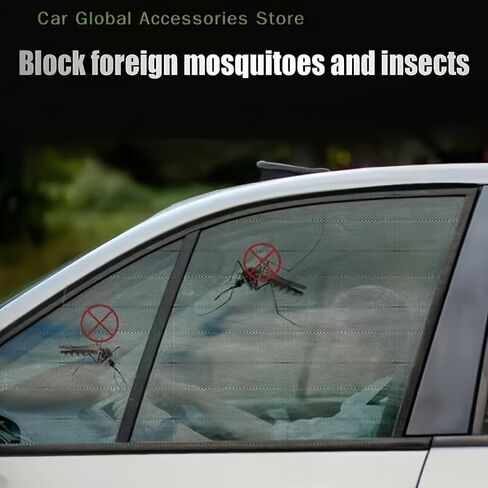 4 Pack Car Window Sun Shades - Breathable Mesh Car Curtains Universal Fit Sunshade for Front and Rear Side Windows,Mosquito Net for Camping in Kuwait