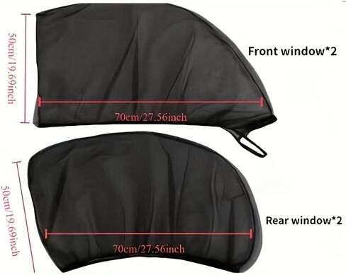 4 Pack Car Window Sun Shades - Breathable Mesh Car Curtains Universal Fit Sunshade for Front and Rear Side Windows,Mosquito Net for Camping in Kuwait