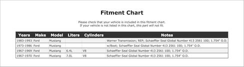 Rear Manual Transmission Seal Compatible With Ford Mustang 1993 1992 1991 1990 1989 1988 1987 1986 1985 1984 1983 1982 1981 1980 1979 1978 1977 1976 1975 1974 1973 1970 1969 1968 1967 P-2566639 in Kuwait