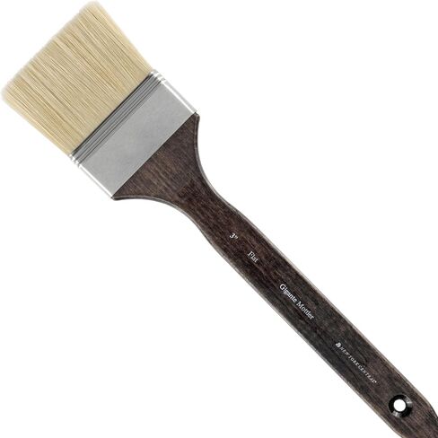New York Central Gigante Natural Hog Bristle Large Scale Artist Paint Brush, 2" Anglular Mottler, Professional German Handmade Oil Painting Brush w/Long Handle for Oil, Acrylic & Acryla Gouache in Kuwait