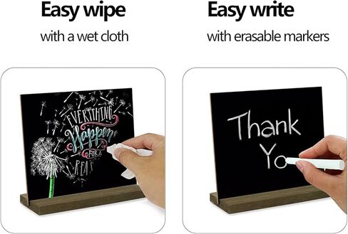12 Pack Mini Tabletop Chalkboard Sign with Base Stand, 5 X 6 Inch Vintage Wooden, Ideal for Table Numbers, Food Signs, Message Boards, Party Decorations, Event Supplies in Kuwait