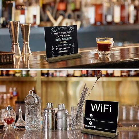 12 Pack Mini Tabletop Chalkboard Sign with Base Stand, 5 X 6 Inch Vintage Wooden, Ideal for Table Numbers, Food Signs, Message Boards, Party Decorations, Event Supplies in Kuwait