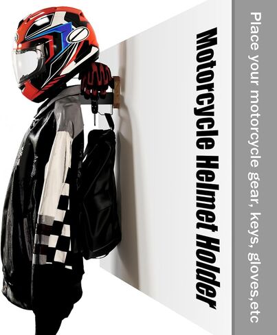 Motorcycle Helmet Holder - Wall Mount Rack, Solid Wood & Heavy Duty Steel, for Motorcycle/Football/Cycling/Skiing/Tactical Gear in Kuwait