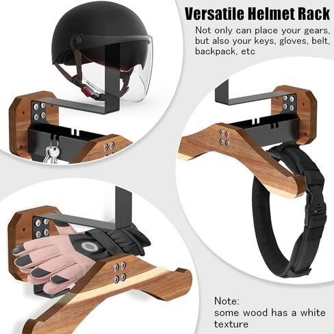 Motorcycle Helmet Holder - Wall Mount Rack, Solid Wood & Heavy Duty Steel, for Motorcycle/Football/Cycling/Skiing/Tactical Gear in Kuwait