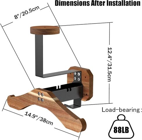 Motorcycle Helmet Holder - Wall Mount Rack, Solid Wood & Heavy Duty Steel, for Motorcycle/Football/Cycling/Skiing/Tactical Gear in Kuwait