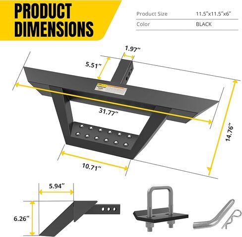 MaxxHaul 50941 Universal Steel Trailer Tow Hitch Step Bar with Drop Step Pads for Pickup Truck 2" Receiver in Kuwait