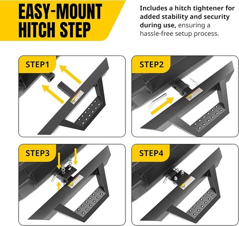 MaxxHaul 50941 Universal Steel Trailer Tow Hitch Step Bar with Drop Step Pads for Pickup Truck 2" Receiver in Kuwait