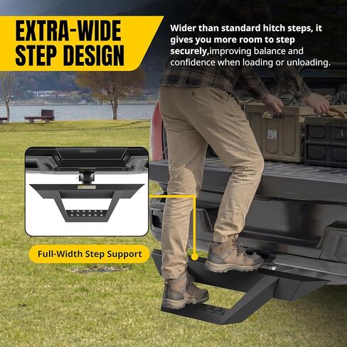 MaxxHaul 50941 Universal Steel Trailer Tow Hitch Step Bar with Drop Step Pads for Pickup Truck 2" Receiver in Kuwait