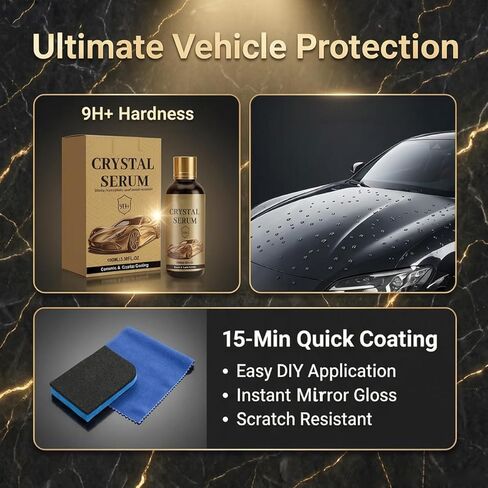 2 Pcs PTZ Crystal Serum – Advanced Graphene Ceramic Coating for Cars,9H Graphene Coating for Auto Car Detailing, Coat Restore for Paint, Glass & Wheel in Kuwait