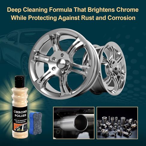 Chrome Cleaner & Scratch Remover Spray, Restores Car Wheels, Golf Clubs - Scratch Repair, Clean & Protect in One Step, All-in-One Clean, Shine & Protect, Easy and Quick Cleaning in Kuwait