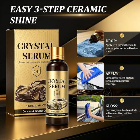 (قطعة واحدة) مصل PTZ Cristal سعة 100 مل - طلاء سيراميك الجرافين المتقدم للسيارات | جرافين 9H، طلاء السيارة ذو التأثير السريع النهائي للطلاء والزجاج والعجلات in Kuwait
