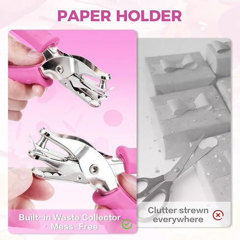 2 PCS Single Hole Punch, 1/4 Inch and 1/8 Inch Hole Puncher with Pink Soft Grip Handle, Handheld Small Circle Paper Punch for Crafts, Scrapbooks, Tags, Tickets in Home Office Classroom in Kuwait