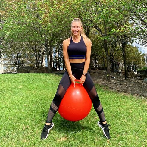AppleRound Hippity Hoppity Jumping Ball with Pump, Bouncy Ball with Handle, 20in/50cm Diameter for Age 7-10, Kangaroo Bouncer, Space Hopper with Handle for Children, Plain Color (Red) in Kuwait