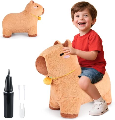 ألعاب SuzziPals النطاطة كابيبارا هوبر، لعبة ركوب قابلة للنفخ مع غطاء قطيفة، حيوانات نطاطة داخلية وخارجية للأطفال الصغار والبالغين، هدايا كابيبارا المحشوة للأطفال الصغار in Kuwait