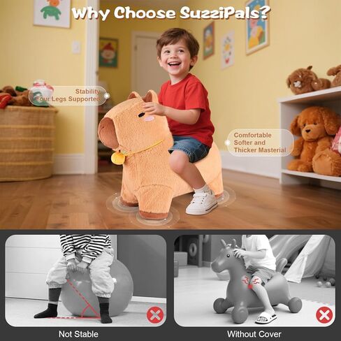 ألعاب SuzziPals النطاطة كابيبارا هوبر، لعبة ركوب قابلة للنفخ مع غطاء قطيفة، حيوانات نطاطة داخلية وخارجية للأطفال الصغار والبالغين، هدايا كابيبارا المحشوة للأطفال الصغار in Kuwait