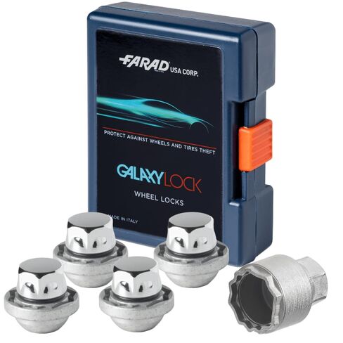 مجموعة أقفال العجلات Farad GalaxyLock AC1C/M المطلية بالكروم مناسبة لهوندا Hrv (حجم الخيط M12 X 1.5) - مجموعة من 4 صواميل + مفتاح واحد in Kuwait