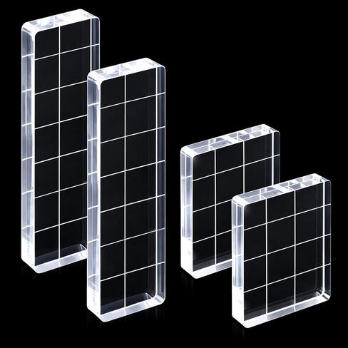 4 Pcs Acrylic Stamp Block Tools with Grid Lines, Acrylic Blocks for Stamping, Clear Stamps for Card Making Scrapbooking DIY Crafts in Kuwait