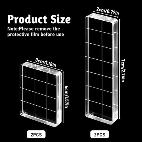 4 Pcs Acrylic Stamp Block Tools with Grid Lines, Acrylic Blocks for Stamping, Clear Stamps for Card Making Scrapbooking DIY Crafts in Kuwait