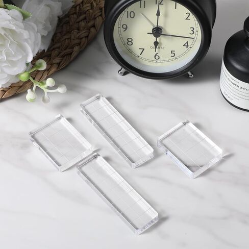 4 Pcs Acrylic Stamp Block Tools with Grid Lines, Acrylic Blocks for Stamping, Clear Stamps for Card Making Scrapbooking DIY Crafts in Kuwait