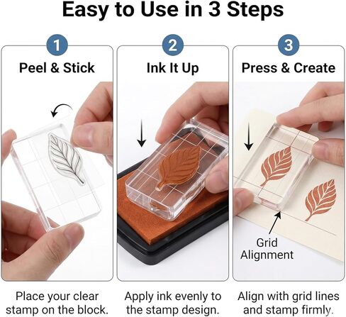 4 Pcs Acrylic Stamp Block Tools with Grid Lines, Acrylic Blocks for Stamping, Clear Stamps for Card Making Scrapbooking DIY Crafts in Kuwait