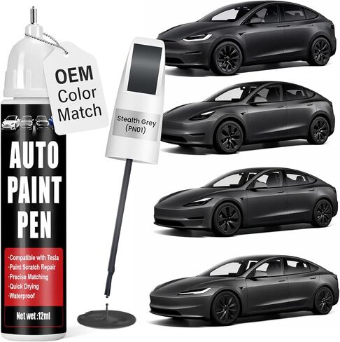 طلاء لمسات نهائية للسيارات (أبيض لؤلؤي متعدد الطبقات PPSW)، متوافق مع طراز Tesla Y/3/X/S، لون دقيق 0.4 أونصة سائلة 2 في 1 قلم إصلاح خدوش طلاء السيارة، سهل الاستخدام، سريع الجفاف، يدوم طويلاً in Kuwait