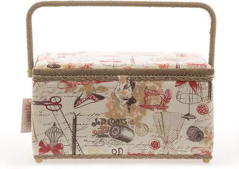 Allary 4397 Jumbo Tan 16"x10"x8" Rectangle Sewing Basket Bundle with 811 Sewing Accessory Kit in Kuwait