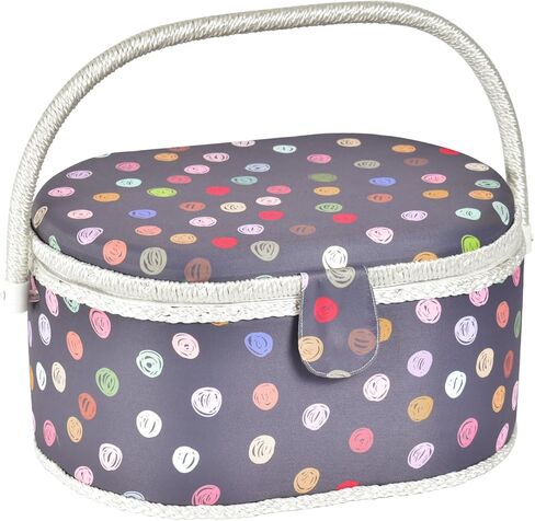 Sewing Basket (Dark Gray with Dots, Small Rectangle) in Kuwait
